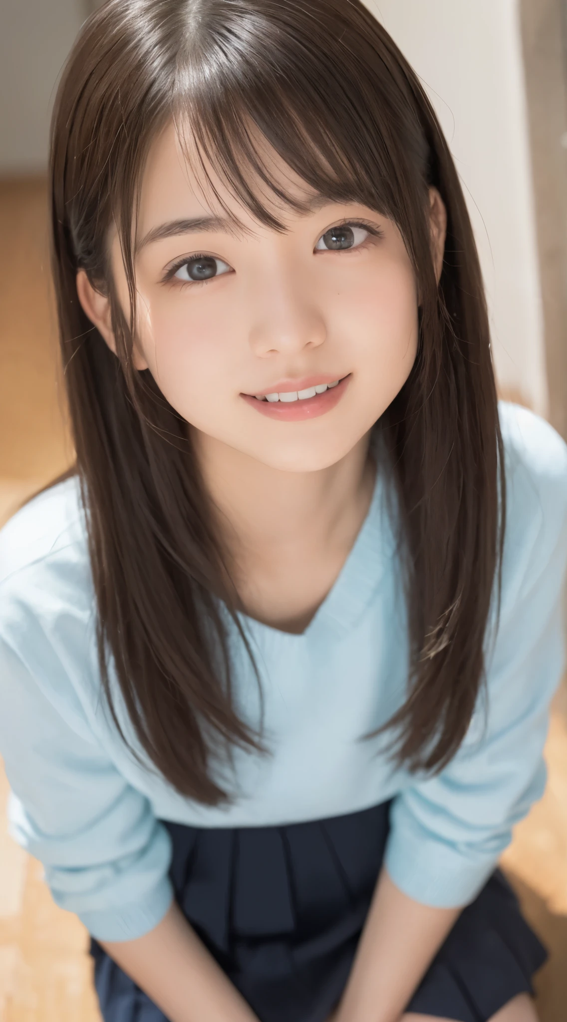 (Happy expression on face:1.26)、Raw photography、(((Ultimate Beauty Full Body Shooting)))、((glistning skin))、女の子1人、-yeld beiful girl in Prague、bright expression、((brown haired))、Girl in sweatshirt、Plaid pleated skirt、View from the floor、(Long stockings or pantyhose)、(up skirt)、Legs open、Crouch down、Counterpoint shots、((ultra-detailliert))、(Perfectly detailed face)、(Detailed hand)、(Detailed finger)、(Good human anatomy)、Photorealistic images、((​masterpiece、最hightquality、ultra-detailliert、Film Light、intricate-detail、hight resolution、ighly detailed))、细致背景、8KUHD、Digital SLR、Soft light、hightquality、Film grain、FujifilmXT3 、Shallow depth of field、natural soft light、Kamimei、