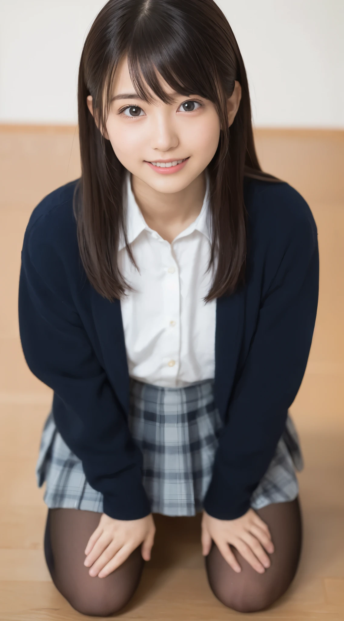 (Happy expression on face:1.26)、Raw photography、(((Ultimate Beauty Full Body Shooting)))、((glistning skin))、女の子1人、-yeld beiful girl in Prague、bright expression、((brown haired))、Girl in sweatshirt、Plaid pleated skirt、View from the floor、(Long stockings or pantyhose)、(up skirt)、Legs open、Crouch down、Counterpoint shots、((ultra-detailliert))、(Perfectly detailed face)、(Detailed hand)、(Detailed finger)、(Good human anatomy)、Photorealistic images、((masterpiece、最hightquality、ultra-detailliert、Film Light、intricate-detail、hight resolution、ighly detailed))、细致背景、8KUHD、Digital SLR、Soft light、hightquality、Film grain、FujifilmXT3 、Shallow depth of field、natural soft light、Kamimei、