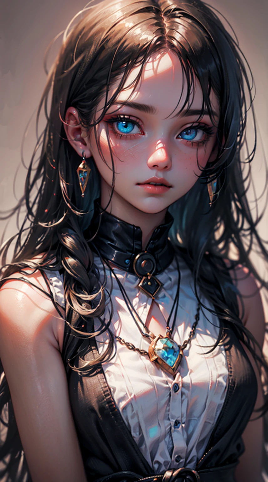 A girl portrait, messy long hair (heterochromia) , 100mm photography, magestic eyes, super detailed eyes, multi colour image. high resolution, masterpiece, ultra realistic eyes, ulta detailed photo, ultra detailed colour,