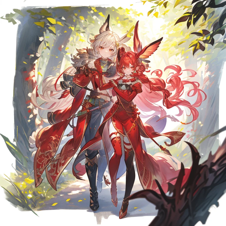 forest fae、Red costume、Special Costumes、Skin is visible、magia、full body Esbian、shoe