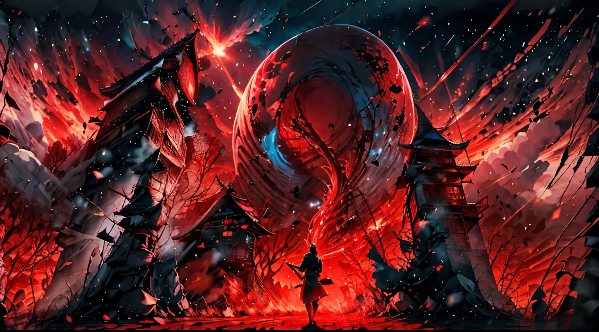 anime samurai with red glowing katana