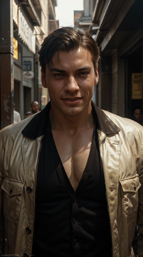 portrait of (sks man) in good mood, street fighter, attractive male, character design, dynamic lighting, cool and bright tint, painting by gaston bussiere, craig mullins, j. c. leyendecker, tom of finland