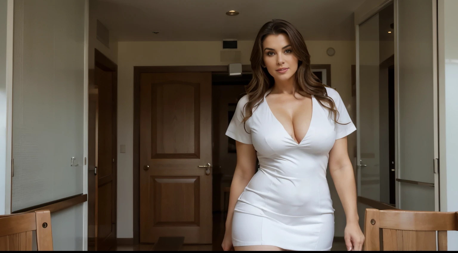 A 58-year-old female hot sexynurse with a large figure and a beautiful face. Full-body nursing dress