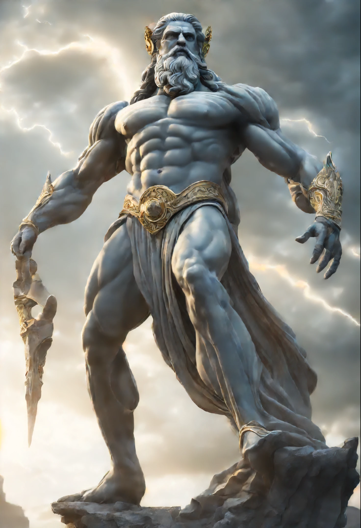 Zeus god of all gods greek  as alien, dynamic action poses