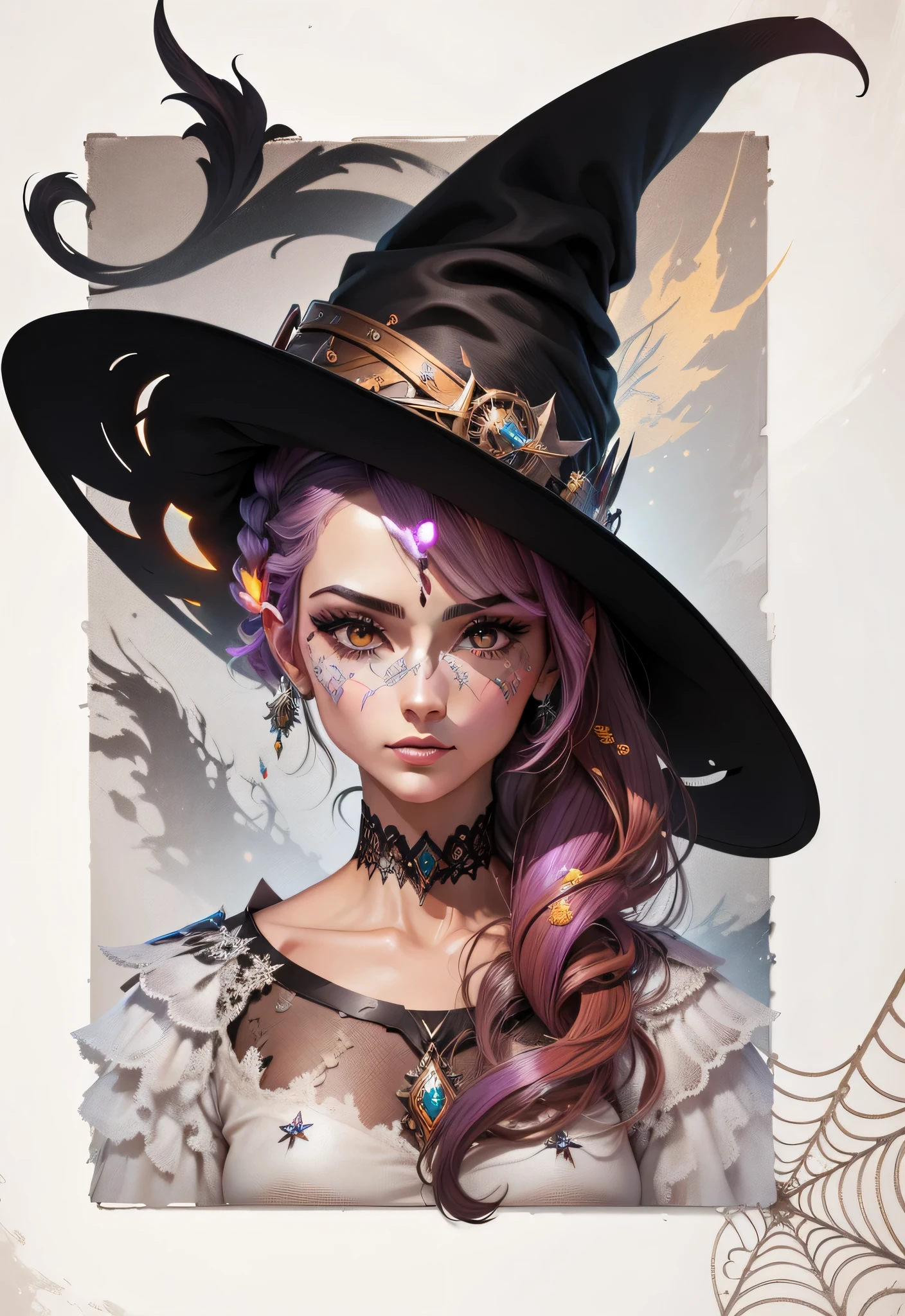 witch, obra-prima, melhor qualidade, (papel de parede CG unity 8k extremamente detalhado), (melhor qualidade), (best illustration), (melhor sombra), Absurdo, arte epica, Poses gloriosas, lindo brilho detalhado, brilho luminoso de fundo, detalhes insano