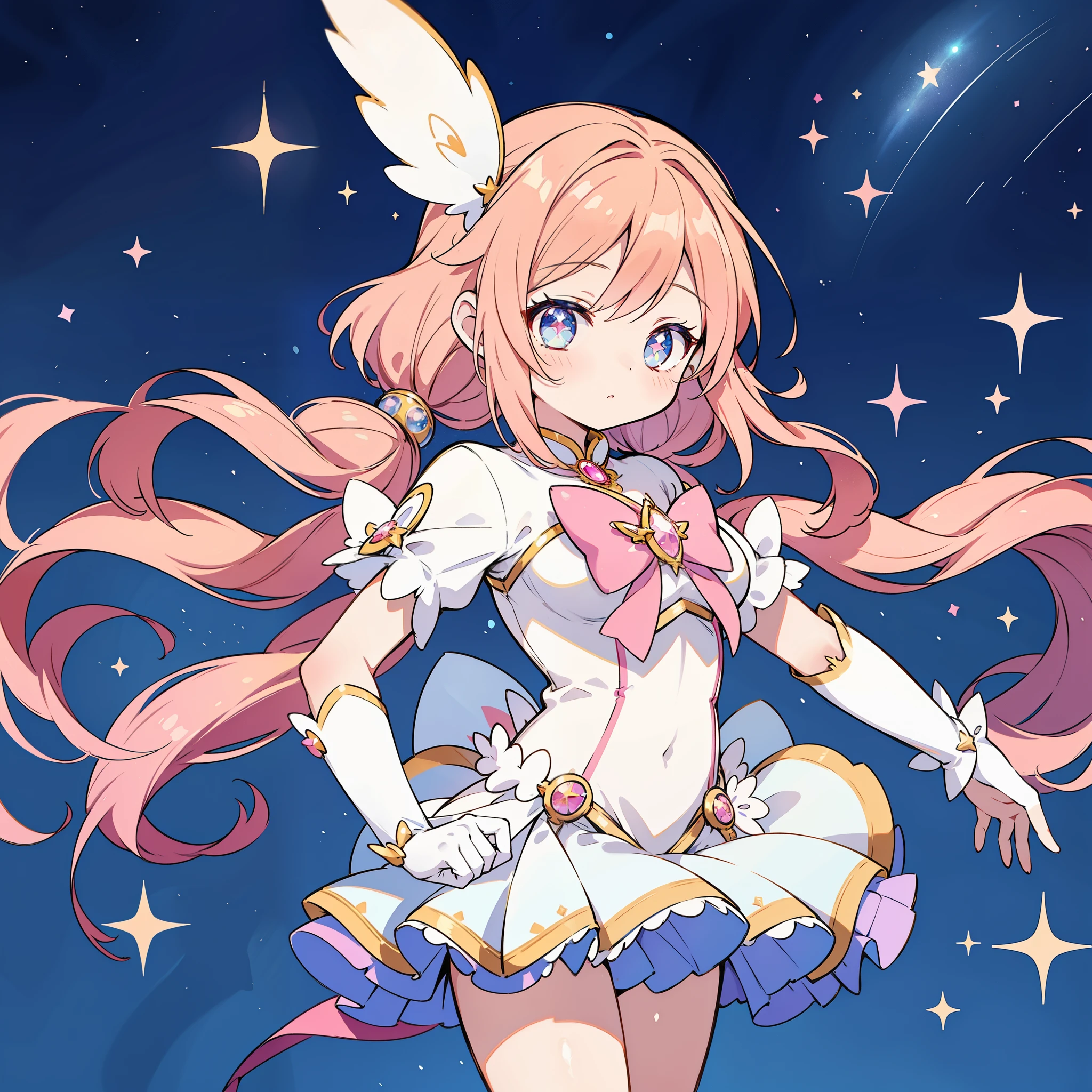 Anime star magical girl, sparkling magical girl, beautiful celestial mage, magical little girl, anime goddess, celestial magical girl, colorful gradient layered magical costume, (colorful), whimsical, cute