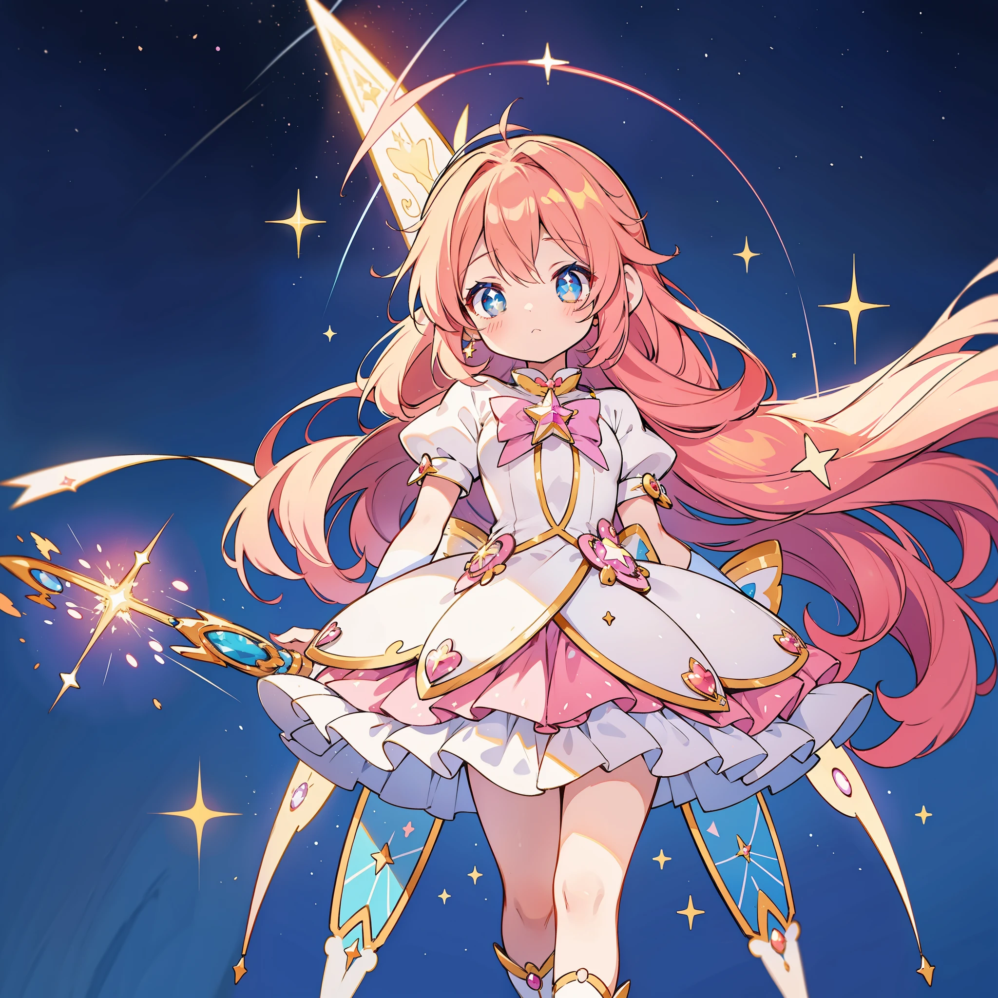 Anime star magical girl, sparkling magical girl, beautiful celestial mage, magical girl, anime goddess, celestial magical girl, colorful gradient layered magical costume, (colorful), whimsical, cute