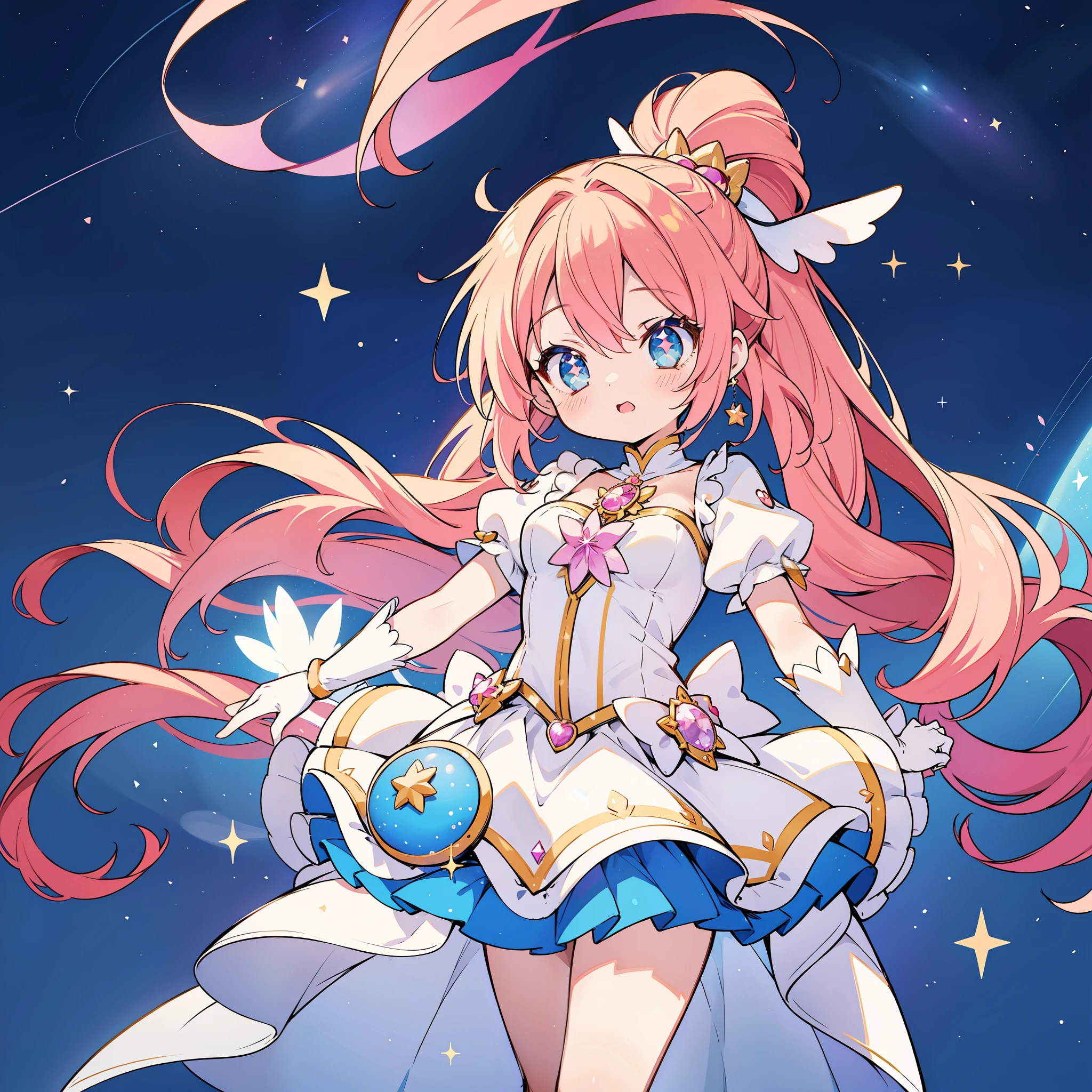 Anime star magical girl, sparkling magical girl, beautiful celestial mage, magical girl, anime goddess, celestial magical girl, colorful gradient layered magical costume, (colorful), whimsical, cute