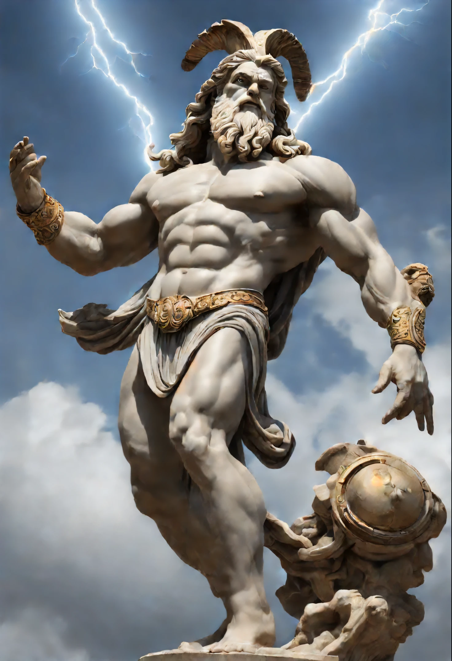 Zeus god of all gods greek  as alien, dynamic action poses