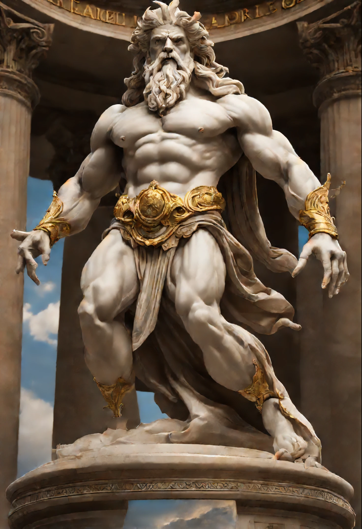 Zeus god of all gods greek as alien, dynamic action poses