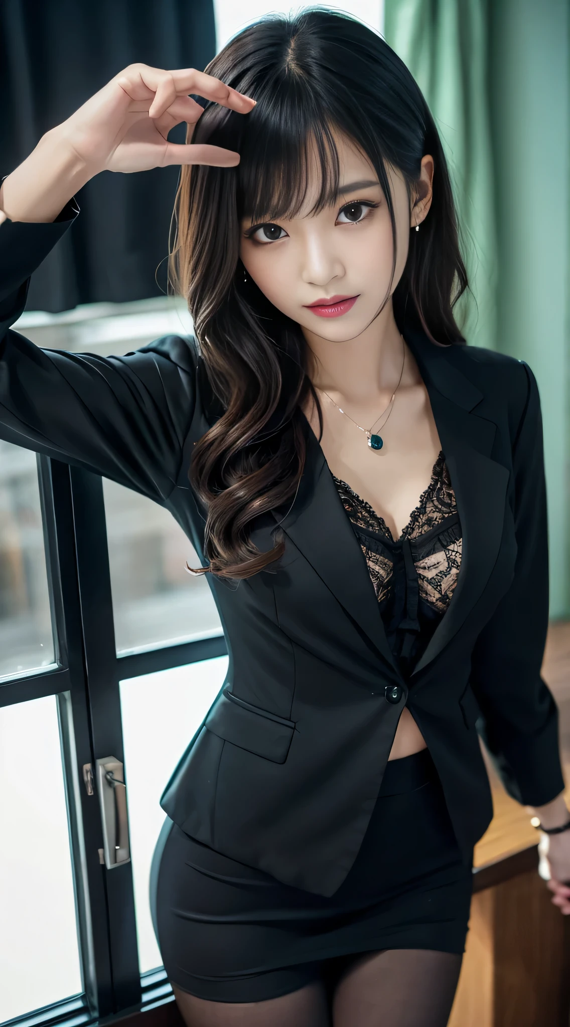 LTRA Details、japanes、Fascinating beauty、Dainty woman、Piercing eyes、Cool Girl、Wavy Hair、Suit、jaket、Blouse、tight skirts、Black pantyhose、shiny pantyhose、Evil Female Executive、Evil Fall、brainwash、lacy fabric、Glossy legs、black lipstick、Lip gloss、Smirk、wickedな表情、Suspicious look、Hollow eyes、wicked、Reaching out、Arms up、In the darkroom、Hold your hand over it、seductiv、Pendants
