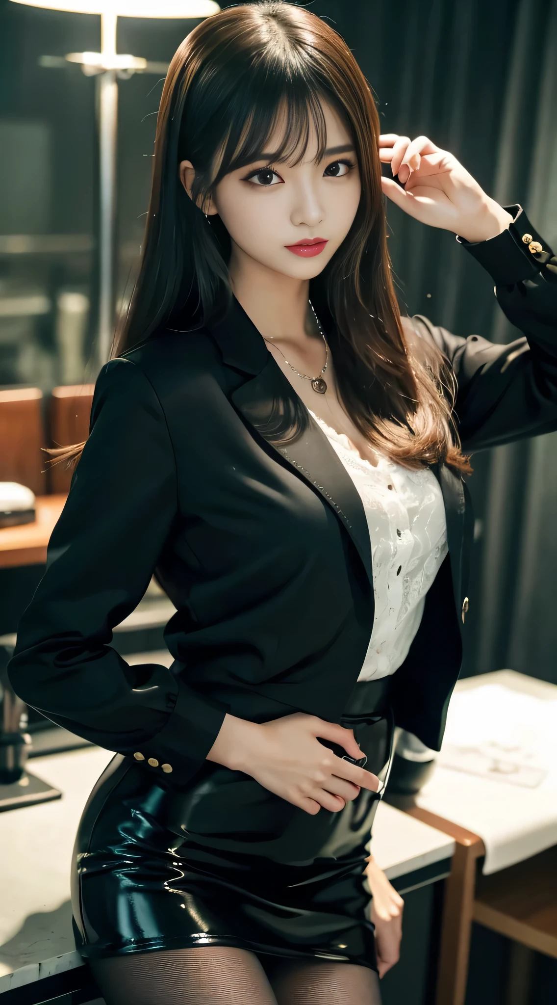LTRA Details、japanes、Fascinating beauty、Dainty woman、Piercing eyes、Cool Girl、Wavy Hair、Suit、jaket、Blouse、tight skirts、Black pantyhose、shiny pantyhose、Evil Female Executive、Evil Fall、brainwash、lacy fabric、Glossy legs、black lipstick、Lip gloss、Smirk、wickedな表情、Suspicious look、Hollow eyes、wicked、Reaching out、Arms up、In the darkroom、Hold your hand over it、seductiv、Pendants