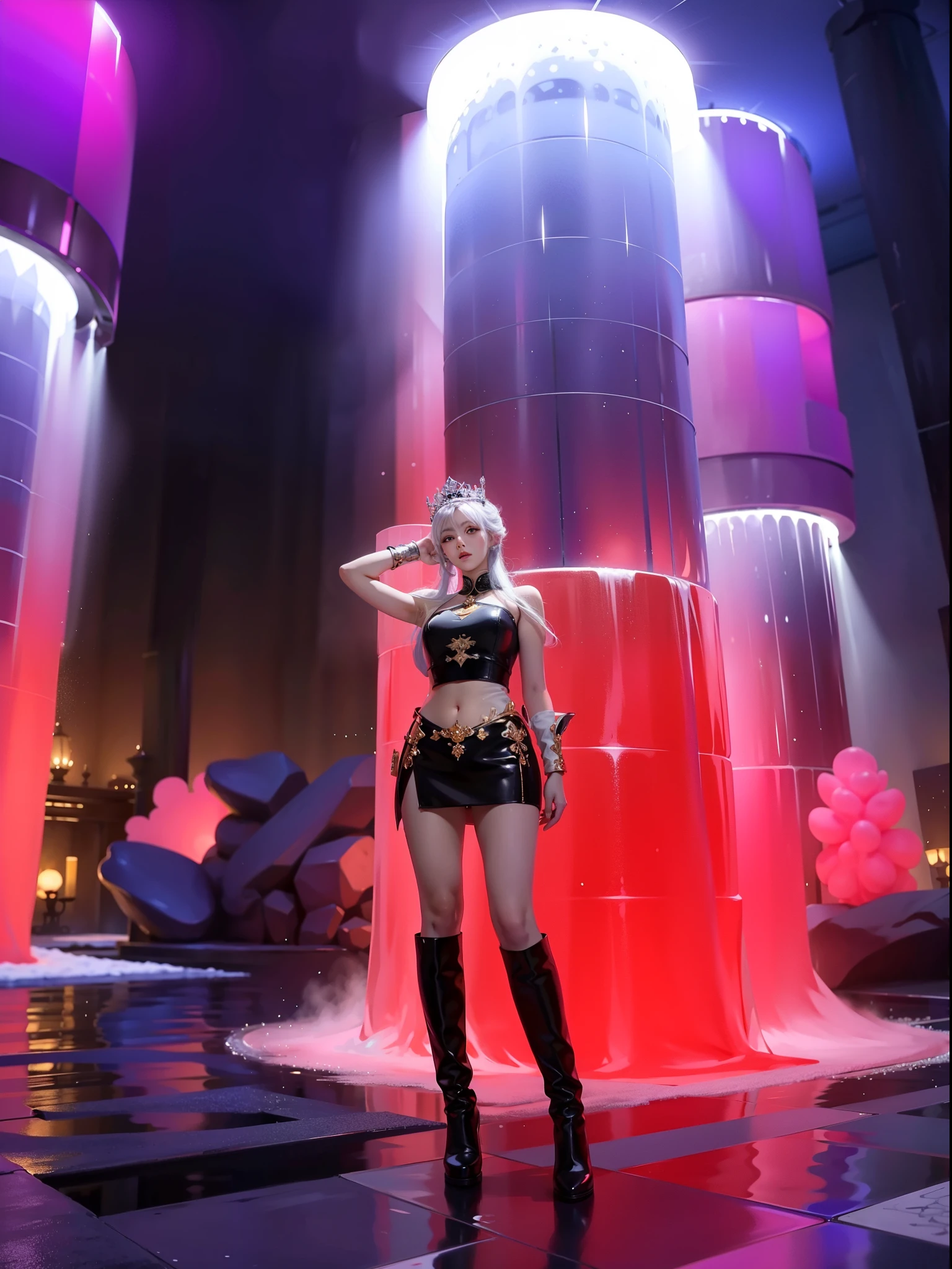 Imperial sister,詳細な目,Snow Queen,put the crown on your head,Detailed facial expressions,Ripe body,Tall figure,the number,legs long,4K,k hd,fleshy feeling,White translucent lace,白皙Plump body,Nice face,Cherry small mouth,beautiful and delicious(3D royal sister),Plump body,gloss gel coat,gorgeously dressed queen,Gem Diamond Crown,face repair
