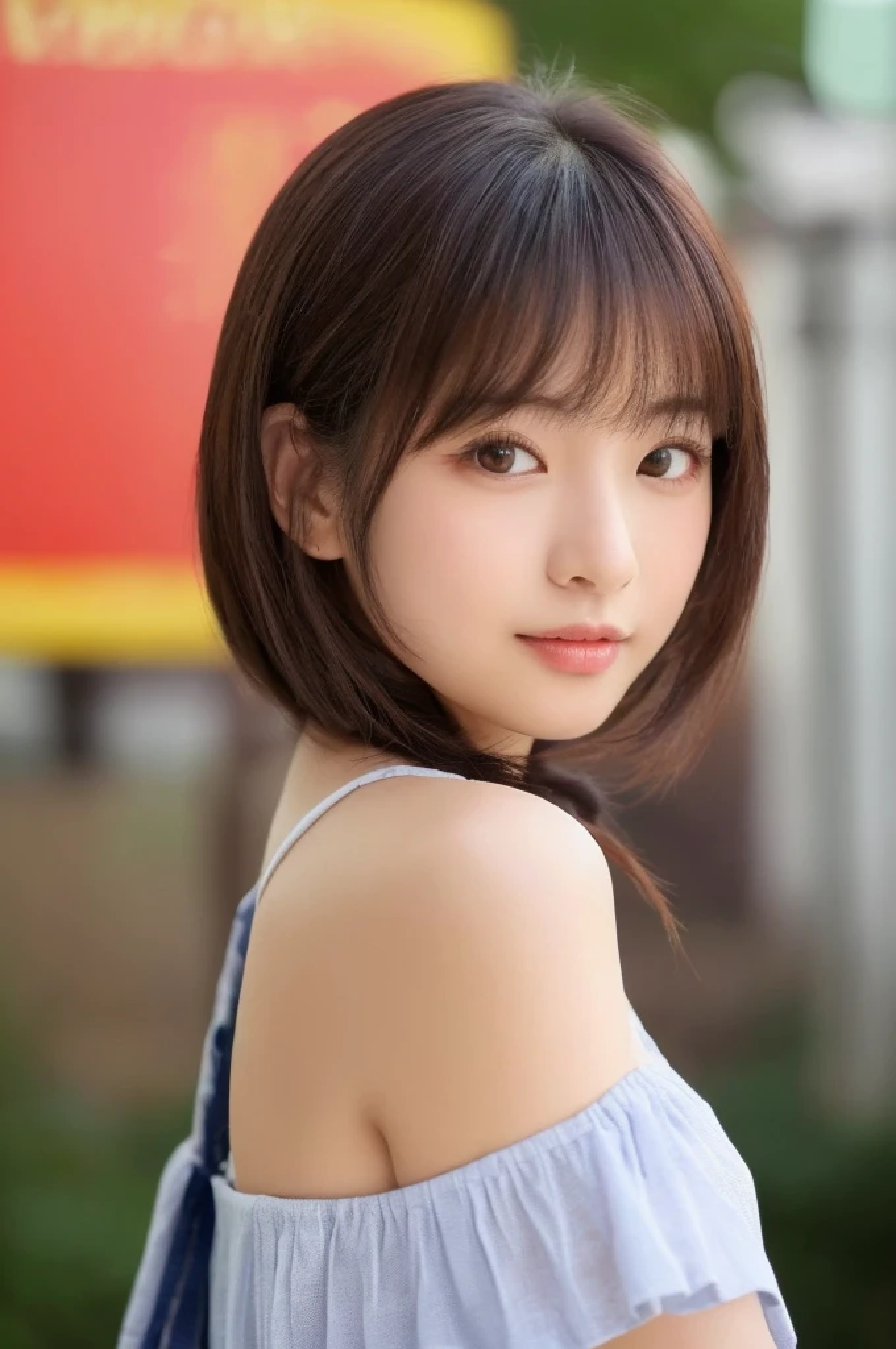 ((cute little日本の女の子、Beautiful japanese girl、1 girl in、age19、Highly detailed facial and skin texture、hyperdetailed face、ultradetailed eyes、blusher、blush、teak、teakを塗ったピンクの頬、close-up of woman、bustup、frontage、cute little、smooth white skin、Transparent skin texture、))、(dark brown hair、bangss)、Looking at the camera、Beautiful Women in Perfect Style:1.4、Japanese Models、Young gravure idols、若いcute littleグラビアアイドル、Realistic Young Gravure Idol、refinementされたグラビアアイドル、((top-quality、in 8K、masterpiece:1.3))、(4K、Raw photography、top-quality)、(reallistic、フォトreallistic:1.37)、Place a person on the other side of the screen、natural soft light、poneyTail、upper body and head、refinement