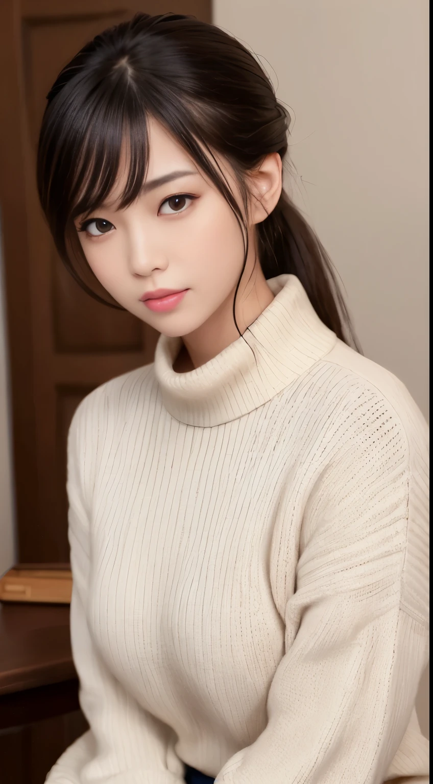 ((カフェの前に座るMature Woman)),((Turtleneck shirt:1.3)). 40k, photograph, masterpiece, highest quality, Dark Gray Background, ((Mature Woman, wife, mother, Mature Woman)), ((Plump breasts)), perfectionな顔, perfection , ((Large breasts)), ((1 girl with brown eyes and beautiful light black hair)). Beautiful Japanese Women,Ample, soft breasts and white skin, ((Very soft breasts)). Highly detailed face, Fine grain, Embarrassing, smile, summer, Daytime, (((Slave Collar))), (Headshot 1.5)