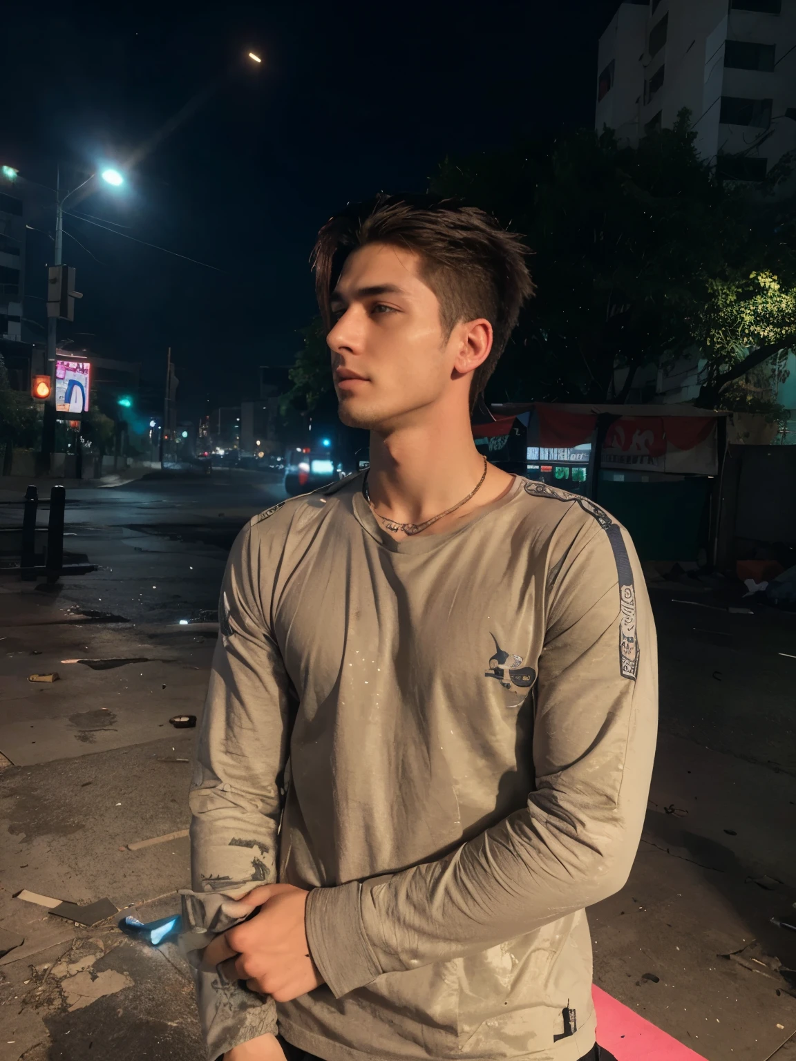 Cyberpunk handsome boy ultra realistic with cat