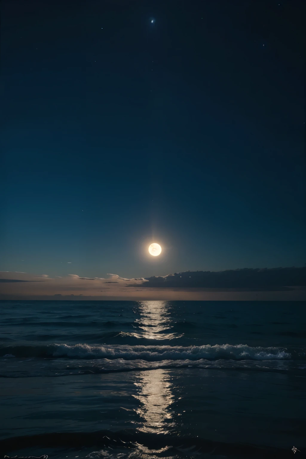 Une photo aesthetic de la lune qui se reflète sur l’eau de la mer
