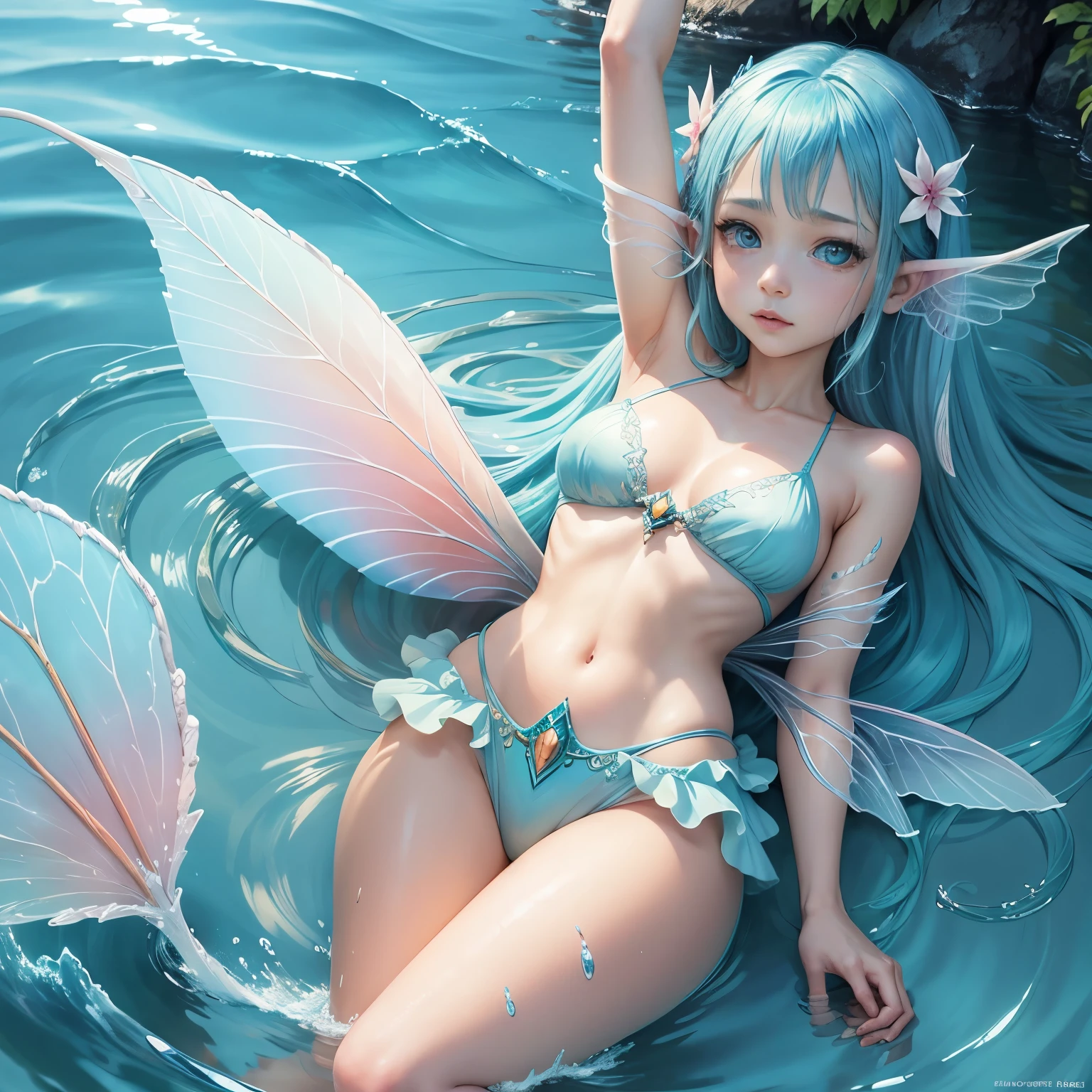 Uma ((water fairy)), nua
