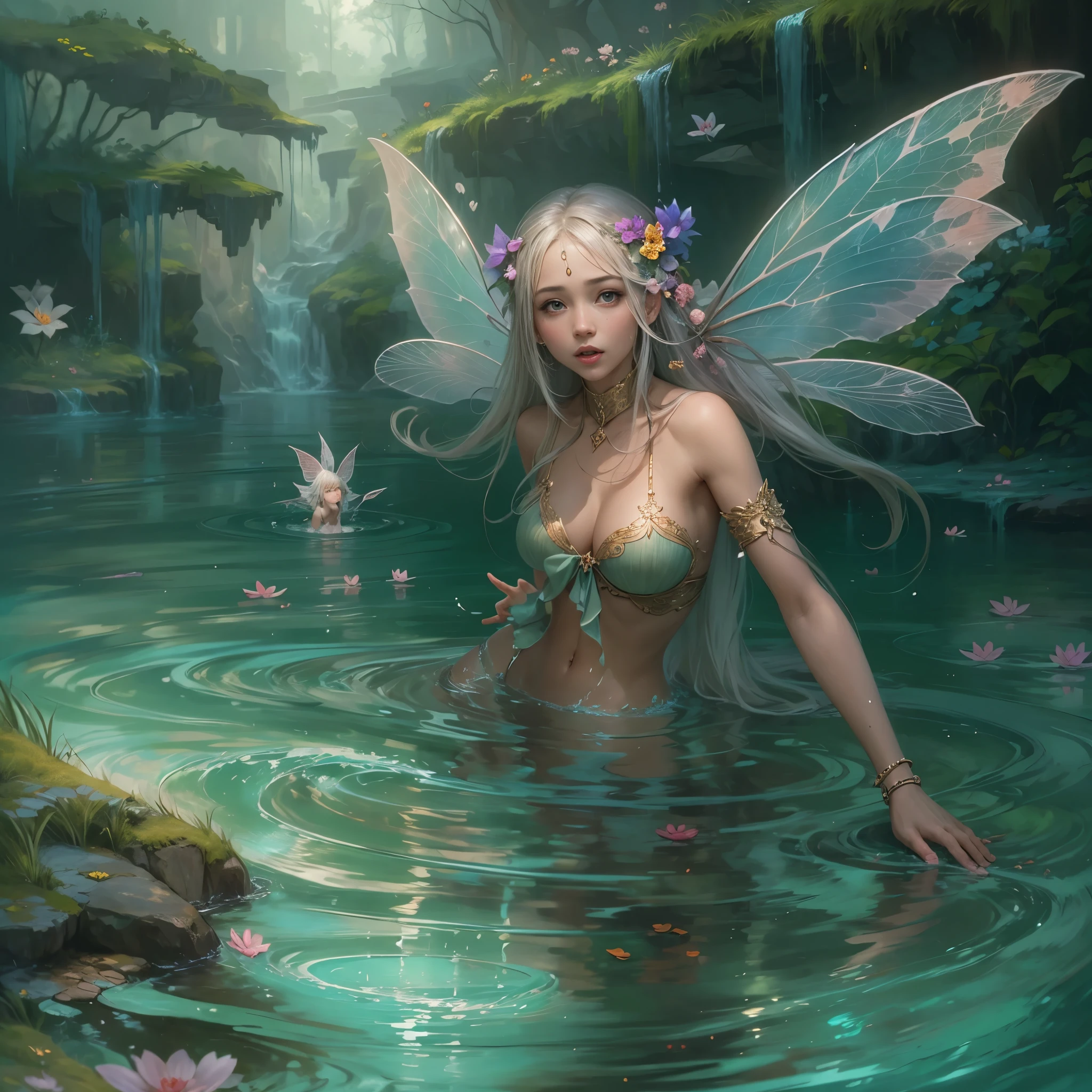 Uma ((water fairy)), nua