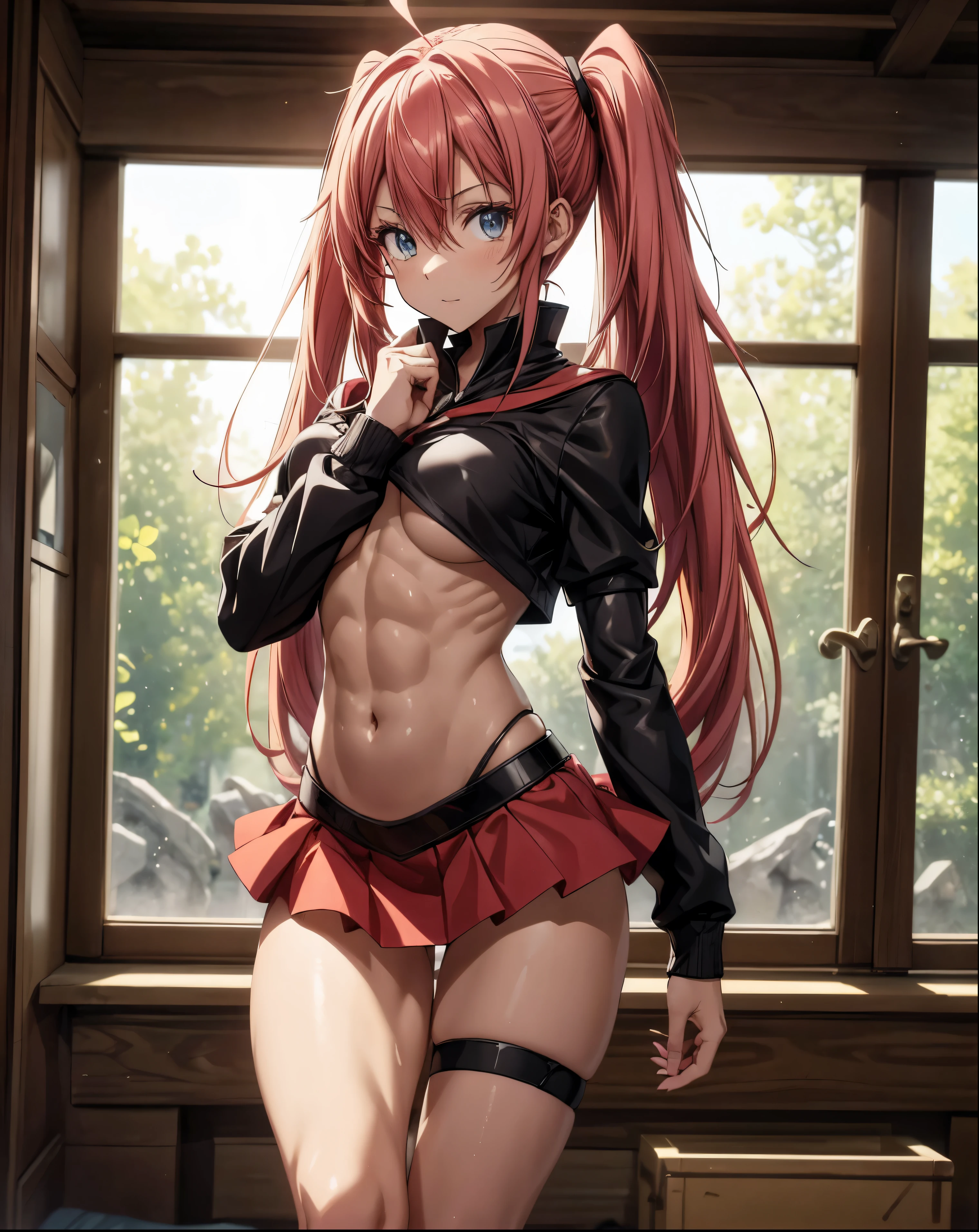 (((1 girl))), (wearing a red Santa hat), (Milim Nava from Tensei Sitara slime), (rose hair, Two ponytails, eyes), middle chest, (Nails painted black), perfect arms , (((in a sexy red Santa Claus outfit with a cute short skirt.))), (((full body view))), (in a motel room), (((Beautiful, muscular legs))) , skinny waist, abdominal muscles, full-length photo, red high heels, (holding a red dragon sword in an attacking pose), (HDR) , Отражение в eyesх, расширенные eyes, расширенные eyes, moody, the anime, minimalism, the anime style, Ray Tracing, Cinematic lighting, Cinematic lighting, Glow, shine, jpeg artifacts, bright light, Divine Rays, Ray Tracing, ombre, the panorama, Sony FE, behind, under, under, UHD , master piece , Precise, Precise, anatomically correct, Super detailed, hiquality, Best Quality, Very high, 16k