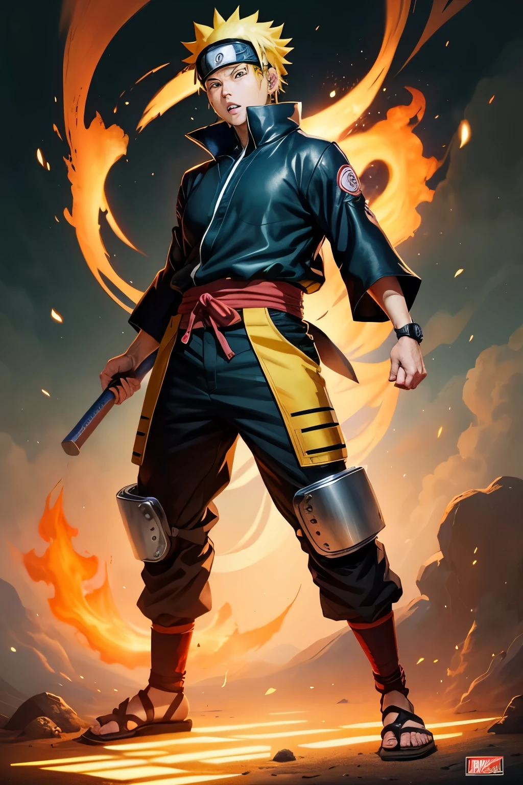 Latin artist Bad Bunny in the anime Naruto, award winning animation, trending on artstation