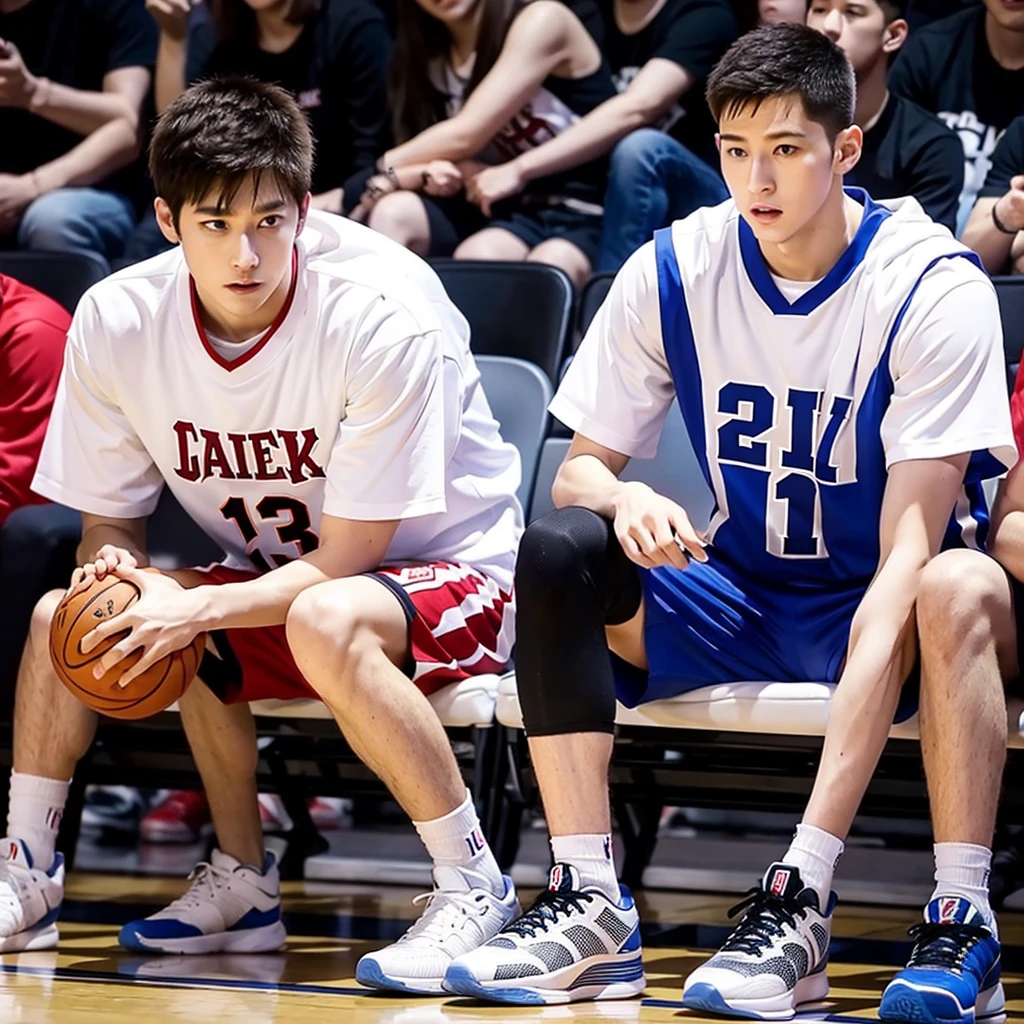 Libido boy,sitted,Basketball shoes,Look down,Handsome