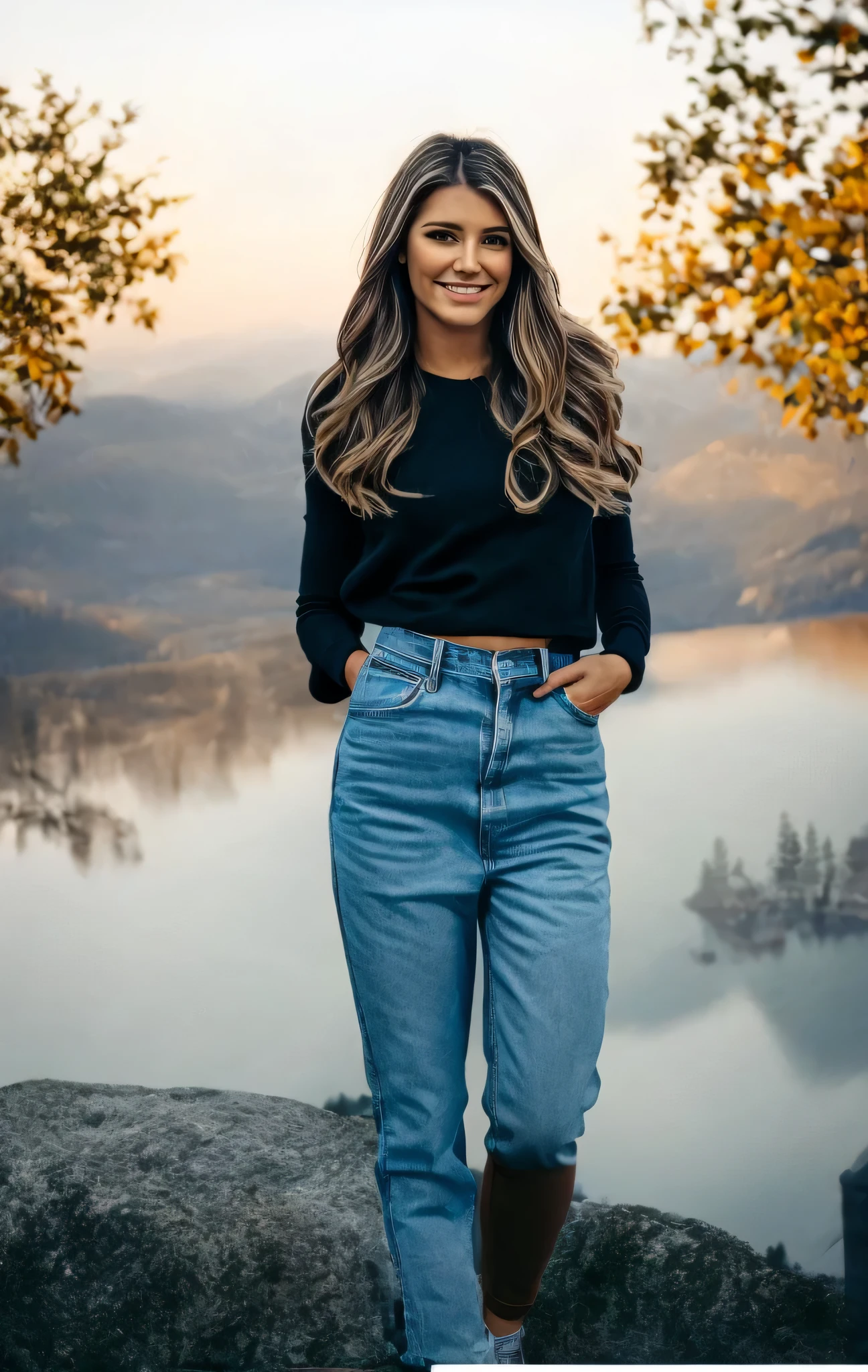 (best quality,photorealistic:1.37),ultra-detailed,realistic,portrait,photography,standing,young beautiful woman,smiling at camera,full body