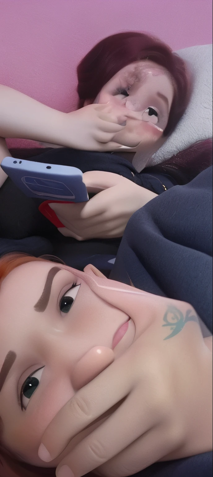 Mulher ruiva e homem branco, estilo Pixar. Melhor qualidade, alta qualidade