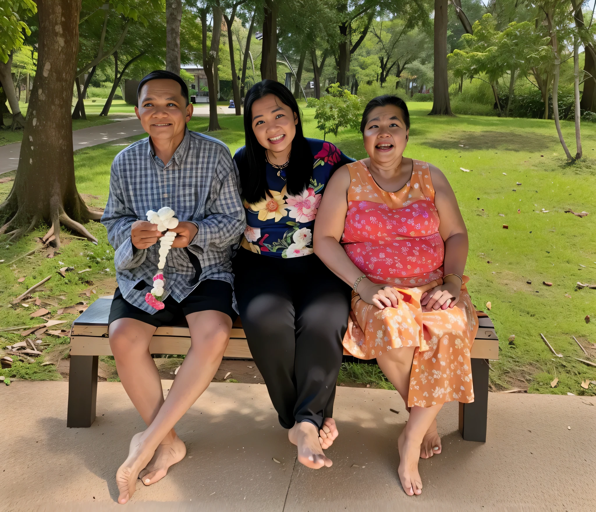 มีคนสองคนนั่งอยู่บนม้านั่งIn the park, family, an indonesian family portrait, of a family standing In the park, happy family, husband wife and son, family photo, at park, lonely family, นั่งบนม้านั่งIn the park, photo shoot, photo taken in 2 0 2 0, portrait of family of three, family portrait, In the park