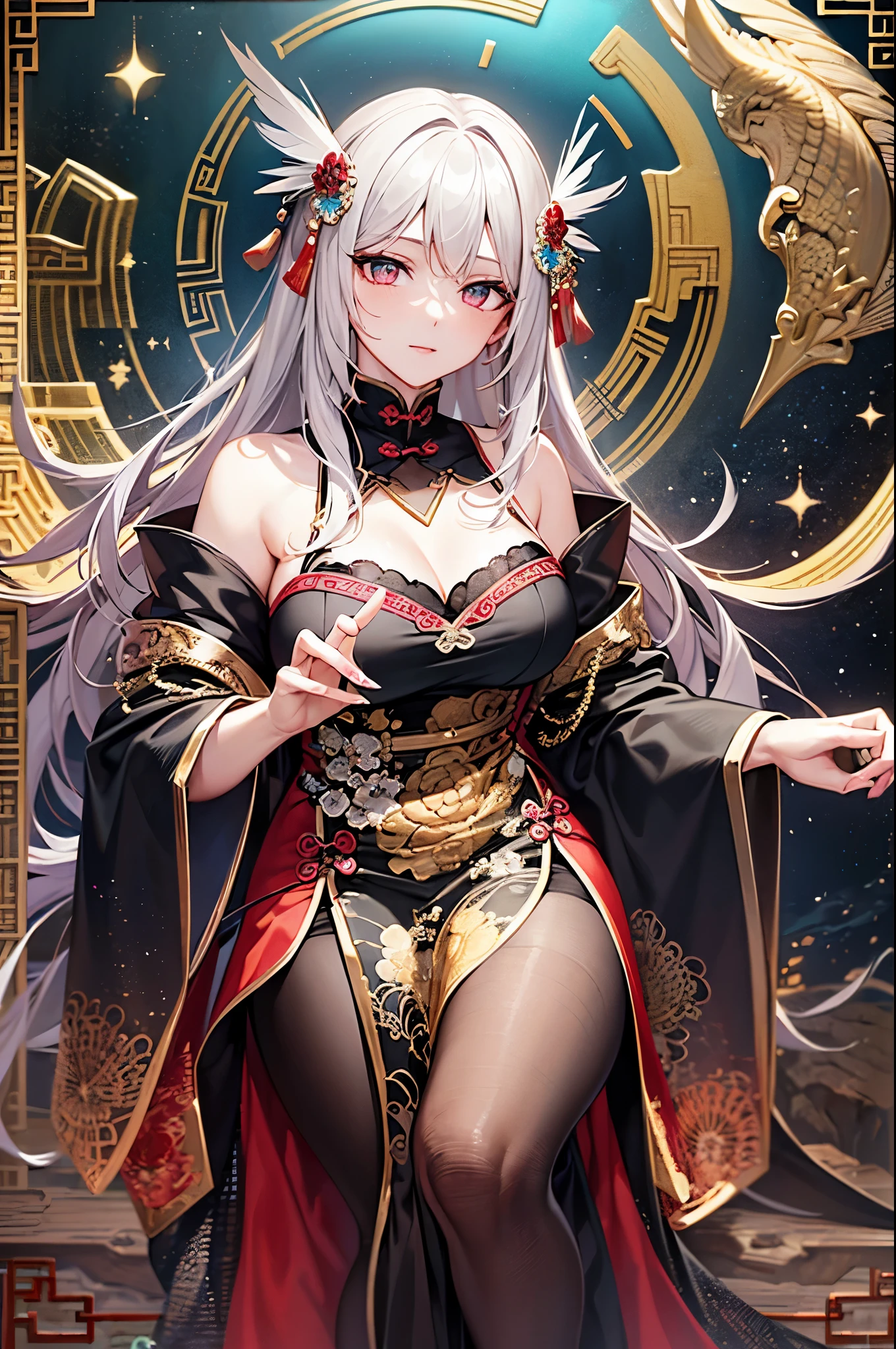 ((Finest quality)),(超A high resolution),(ultra-detailliert),(Meticulous portrayal),((Best CG)),(Finest works of art),Ultra-Precision Art,The art of astounding depiction,(Chinese-style fantasy art with detailed depictions:1.5), (one celestial maiden:1.8),Beautiful and well-groomed face,Beautiful down to the tips of your toes,(plumage:1.8), Sunshine:1.3,Gentle breeze:1.3