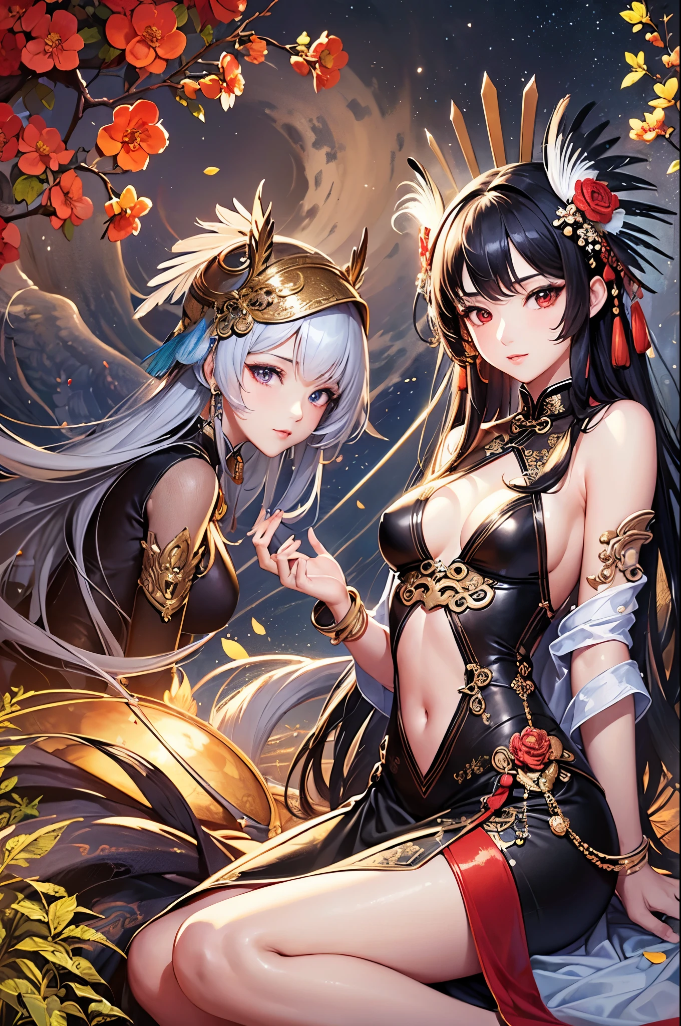 ((Finest quality)),(超A high resolution),(ultra-detailliert),(Meticulous portrayal),((Best CG)),(Finest works of art),Ultra-Precision Art,The art of astounding depiction,(Chinese-style fantasy art with detailed depictions:1.5), (one celestial maiden:1.8),Beautiful and well-groomed face,Beautiful down to the tips of your toes,(plumage:1.8), Sunshine:1.3,Gentle breeze:1.3