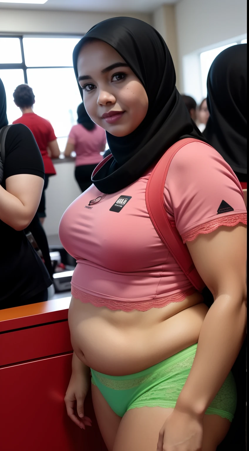 ((Chubby:1.6)), ((Flat Chest)), Naked, Angry pose, Angry face, (((HIJAB MALAY GIRL))), masutepiece, High quality, UHD 45K, Realistic face, Realistic skin feeling , A Malaysia Lady, 18 years old, , Very cute and baby-like face, (((FLAT CHEST))), (MATRIX WORLD), ((look In front  at the camera and SADNESS)), ((())), (((CUTE GIRL))), ((WHITE PASTEL LIPS)), ((WEARING STRAPLESS PASTEL BRA)), ((CHUBBY)), ((UNDRESS)). Brown, Flat Chest,  