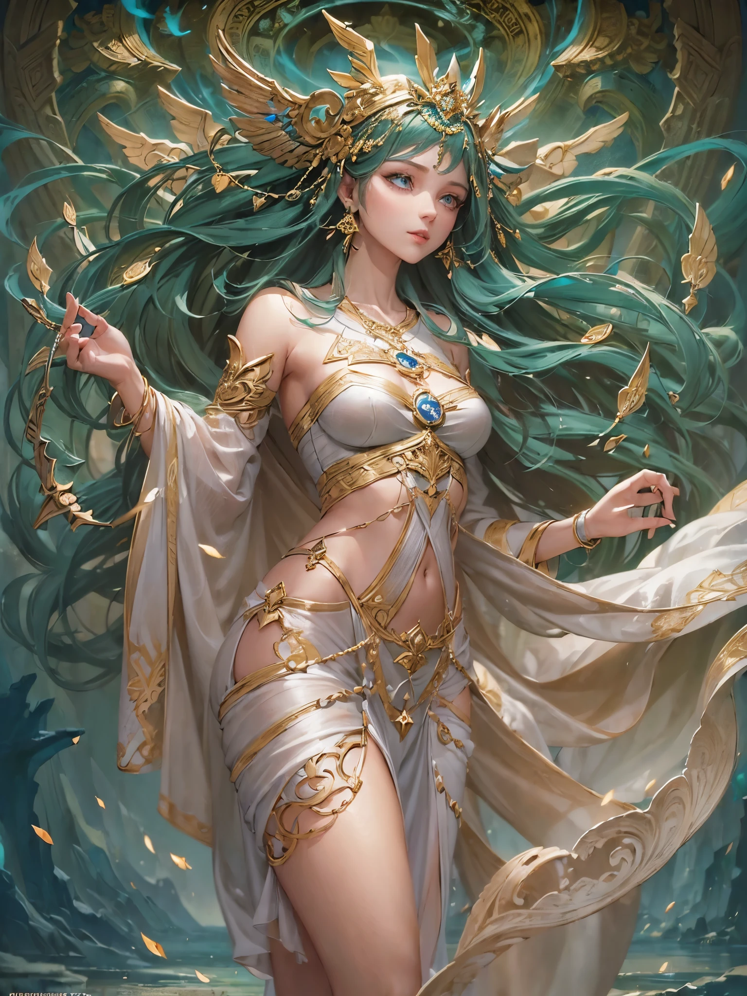 ((Finest quality)),(超A high resolution),(ultra-detailliert),(Meticulous portrayal),((Best CG)),(Finest works of art),Ultra-Precision Art,The art of astounding depiction,(Fantasy art with detailed depictions:1.5), (One Goddess:1.8),Beautiful and well-groomed face,ssmile:1.5,Beautiful down to the tips of your toes,(Thin clothing:1.8), Sunlight:1.3,the wind:1.3,vast river:1.6