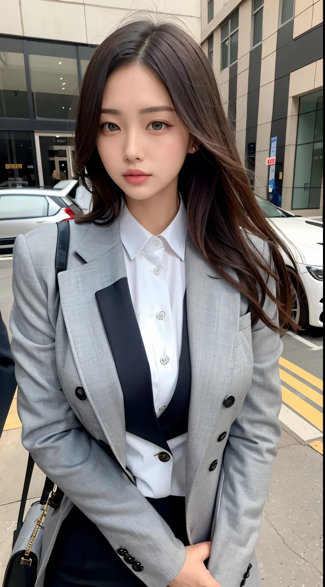 she is a fashion model in a suit