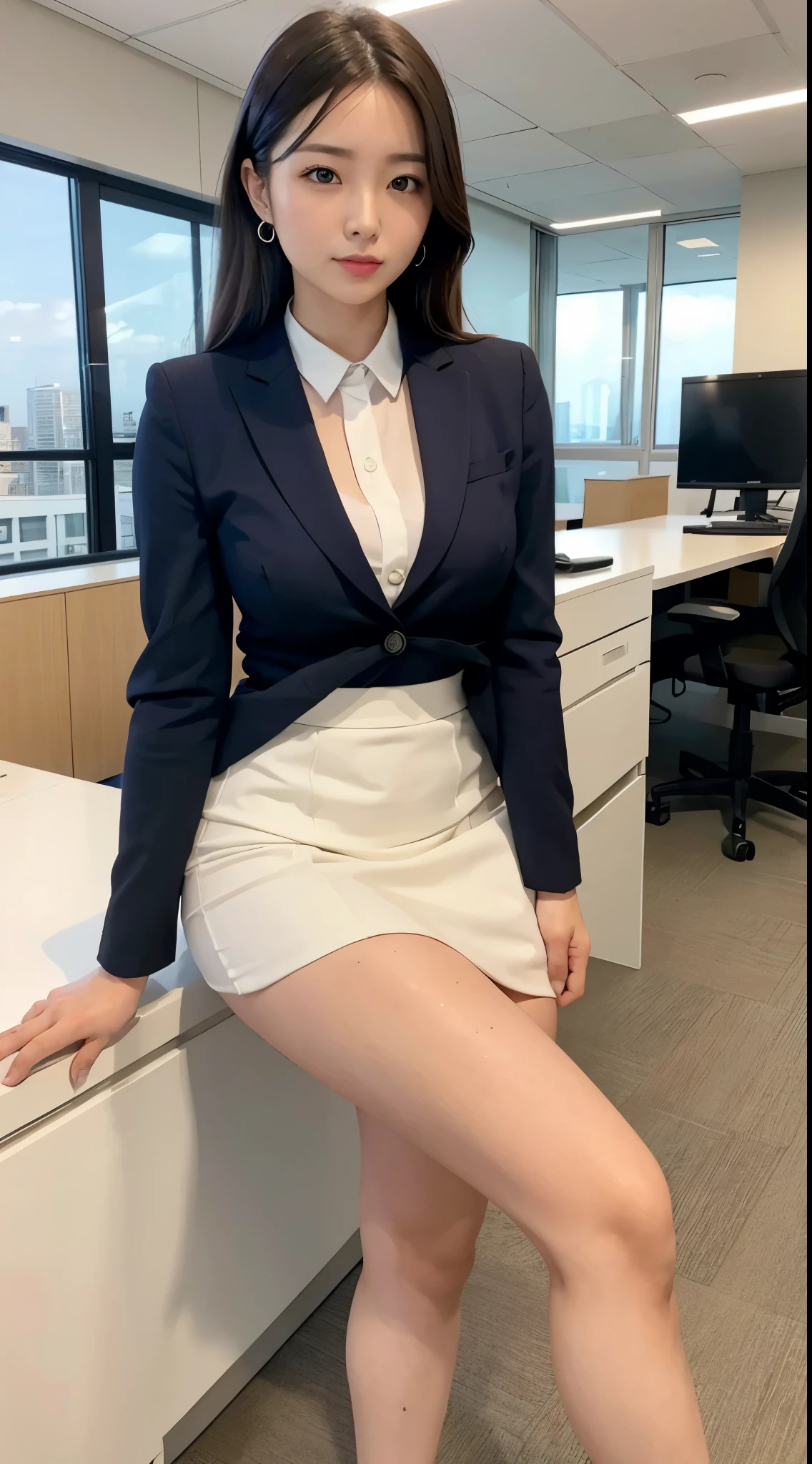 She is an office lady in a suit