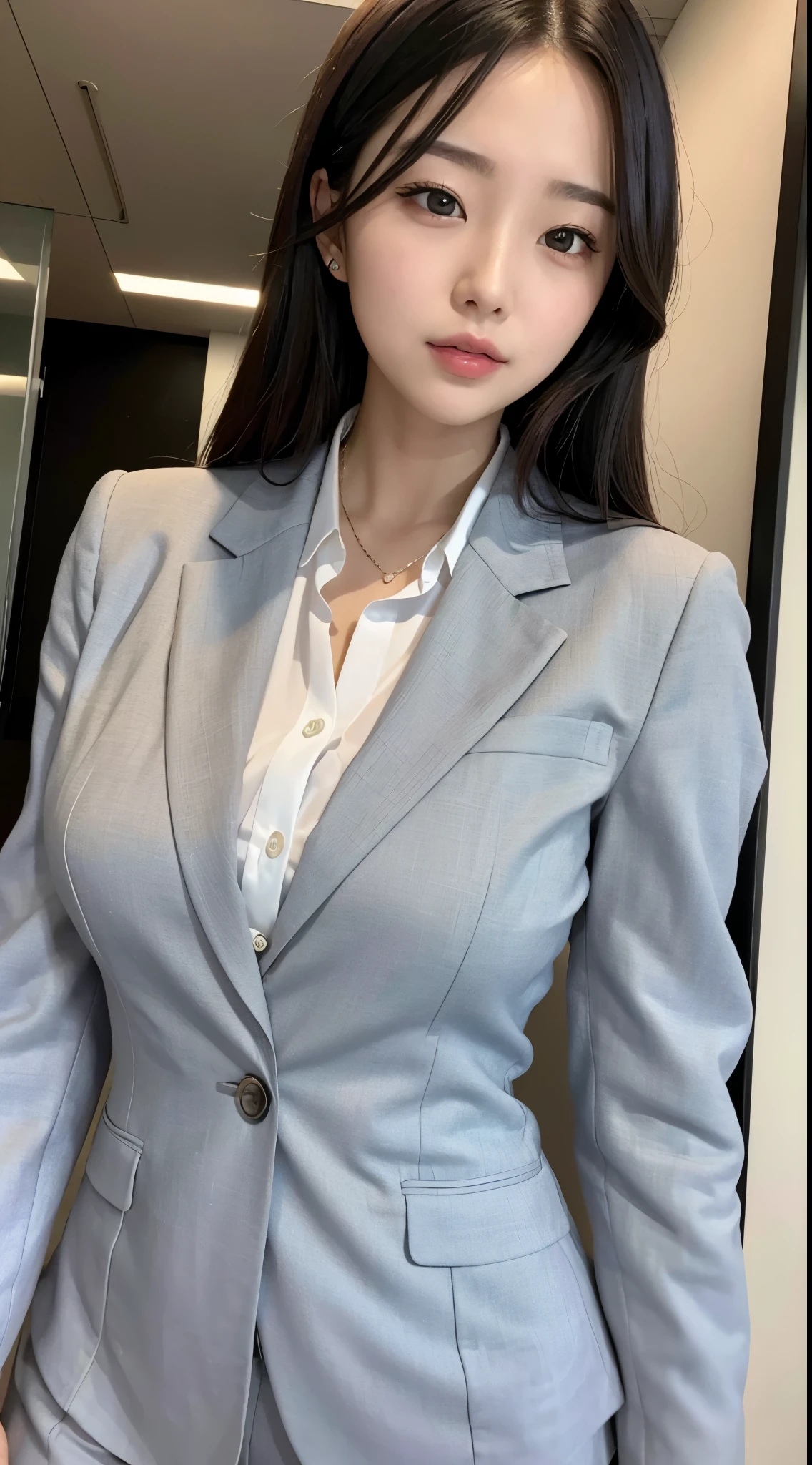 She is an office lady in a suit