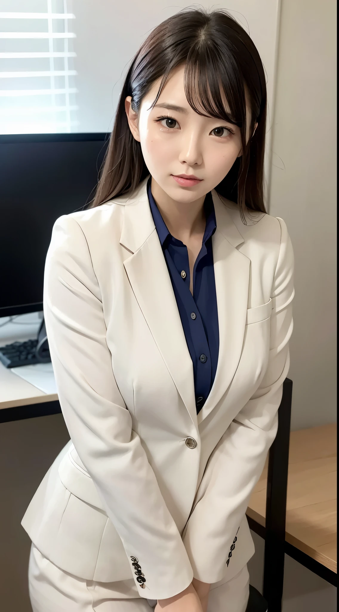 She is an office lady in a suit