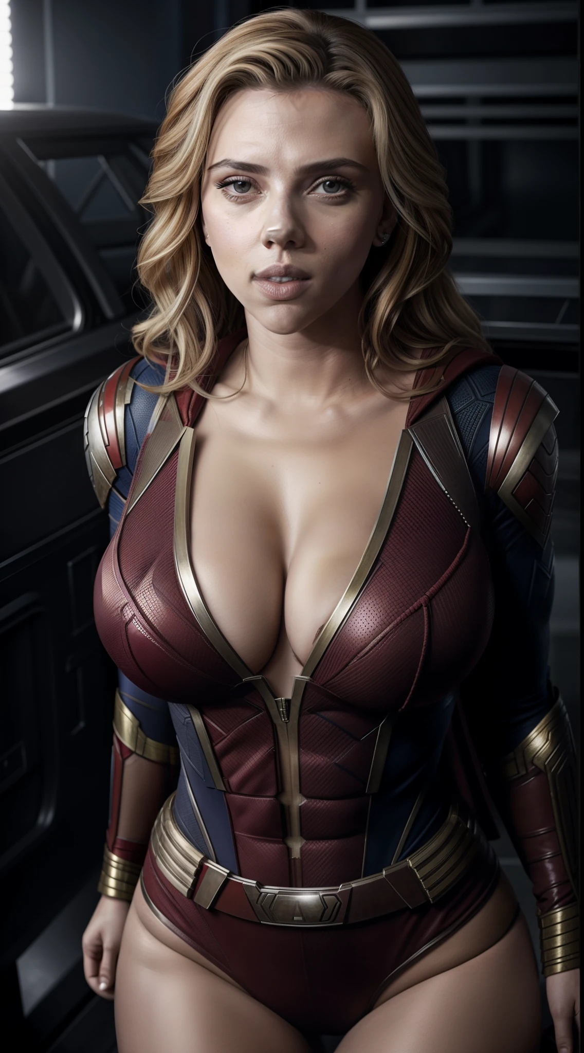 Scarlett Johansson big boobs in Superman costume hottest