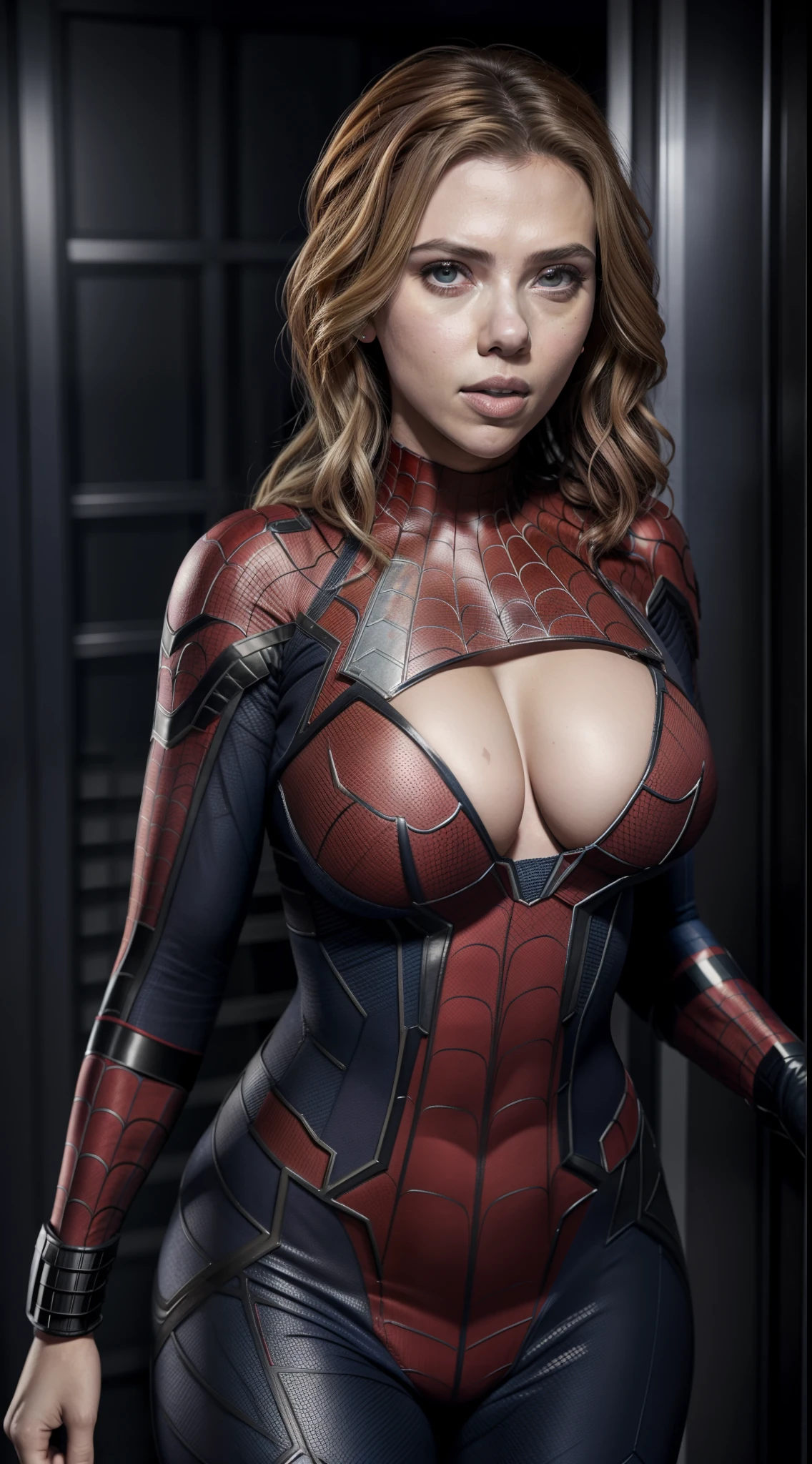 Scarlett Johansson big boobs in spider man costume hottest