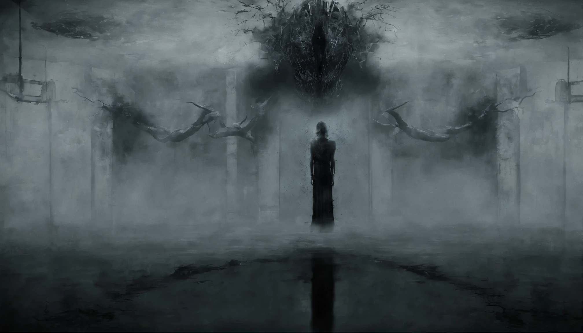 You look into the mirror and see your own reflection it staring back at you it turns into the most demonic thing you’ve seen and then you shit yourself and explode and become a universe