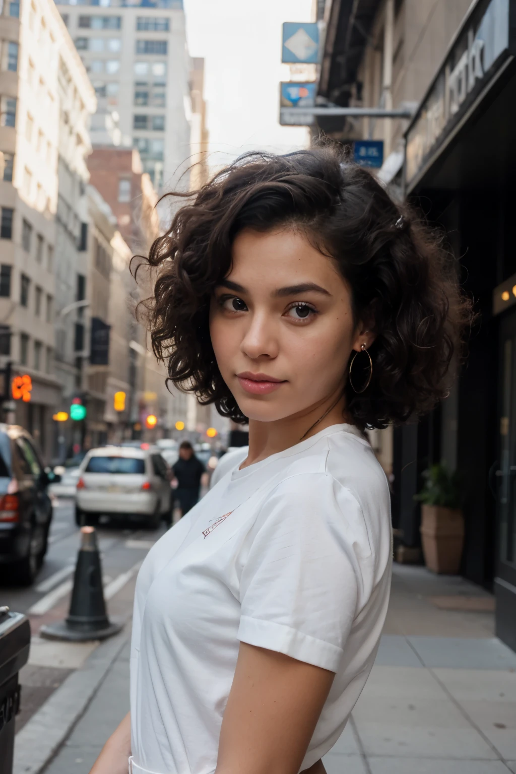 A day in nyc black girl with curly hair very realistic