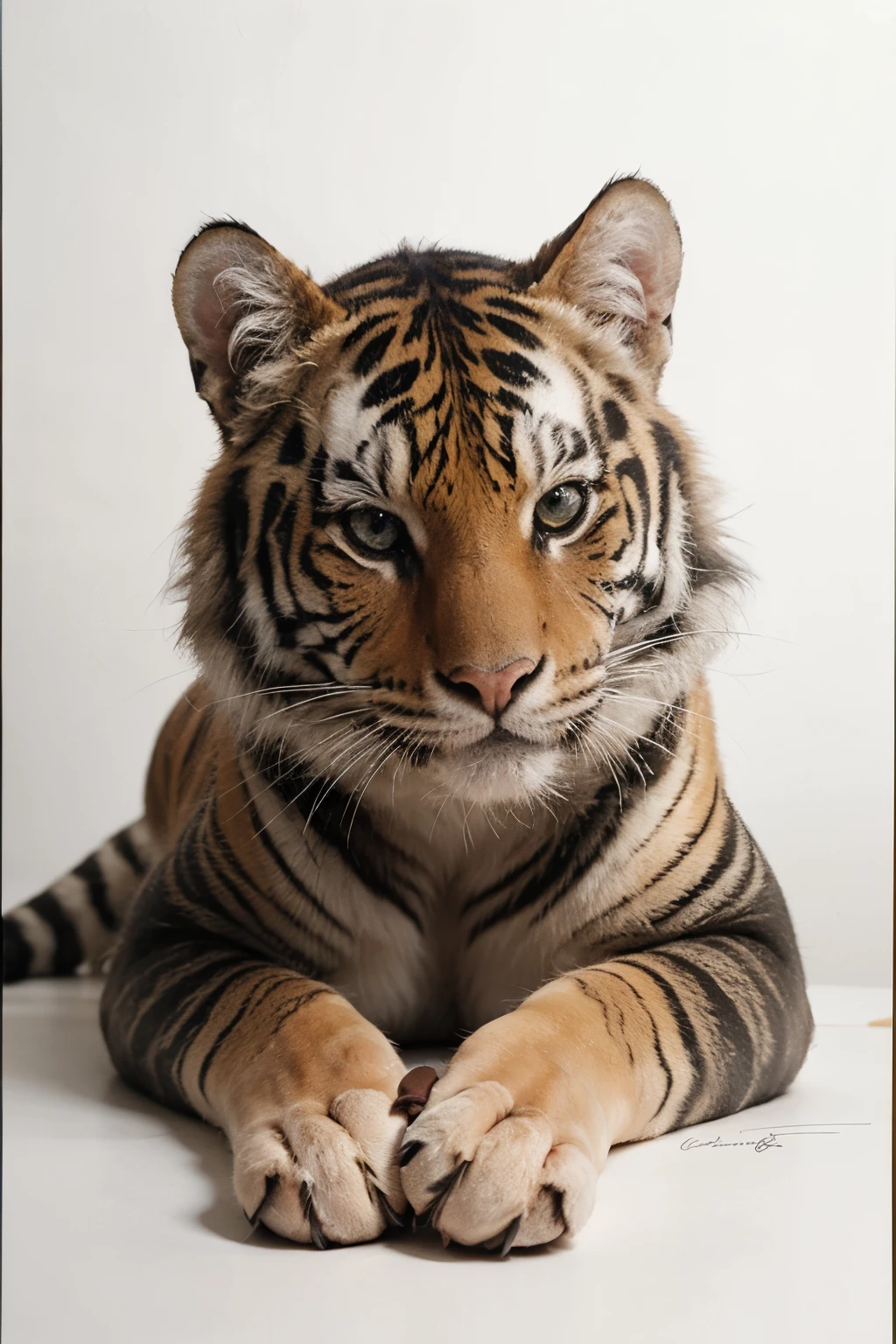 Dessin tigre gentil sur fond aquarelle