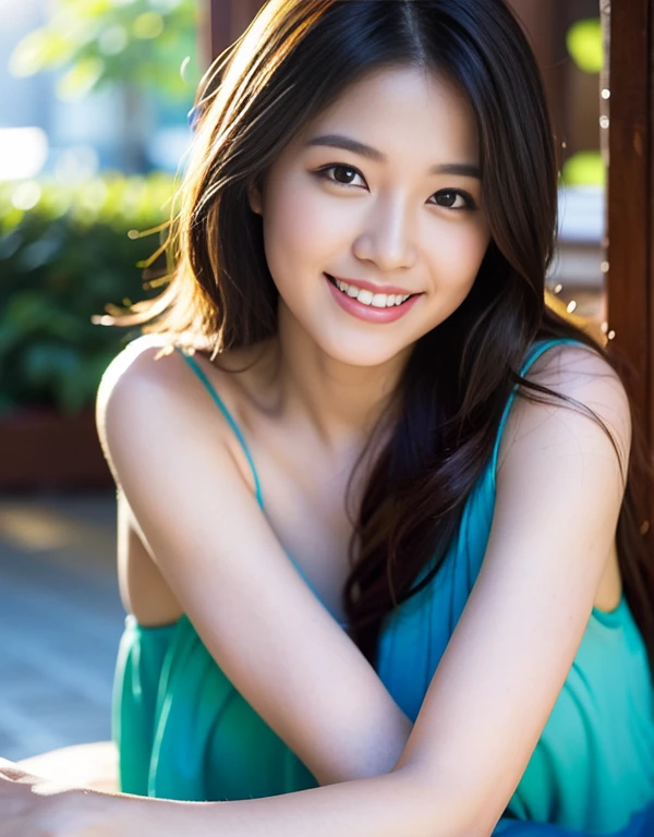 1Girl, beautifull face,upper half body, Sorrisos, (8K, Raw-Photo, Top Quality, masterpiece), High-resolution RAW color photos and professional photos, (Photorealistic, photorealism:1.5), (Top Quality), (best shadow pictures), The ultra-Highres, Highly Detailed CG Unified 8k Wallpaper, bright background, (Highest Quality, masterpiece: 1.2), film portrait photography, bare shoulder, wavy shoulder-length hair, ((Smiling a lot)),Looking straight ahead, ((Multi-colored costumes)),Silk brauses in different colors, serene, calm, (realistic detailed eyes, Natural skin texture, realistic face details), soft dramatic lighting, depth of fields, Bokeh, vibrant details, finelydetail, A hyper-realistic, 35mm film, hazy blur