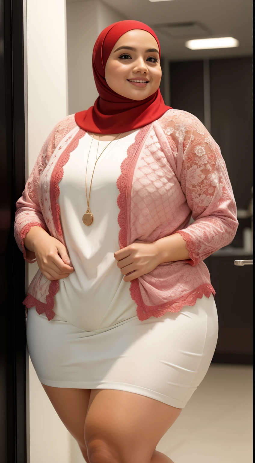 (iu:0.8), RAW, Best quality, high resolution, Masterpiece: 1.3, Beautiful hijabi bbw chubby malay women ,big eyes, perfect nose, perfect bbw body, wearing sport bra, huge large big breast, Masterpiece, smile teeth.
