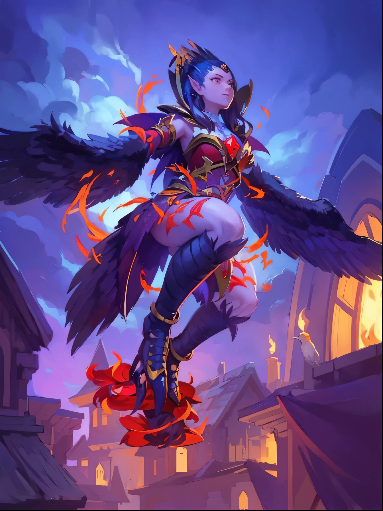 Eagle Banshee,featheredwings,eagle claws,pointy ears