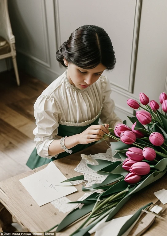 With paper and shears
With some wire and wax
She made up each tulip and mum
As snowflakes drifted
Into her tenement room
Her baby little fingers grew numb
From making artificial flowers
Those artificial flowers
Flowers for ladies of high fashion to wear