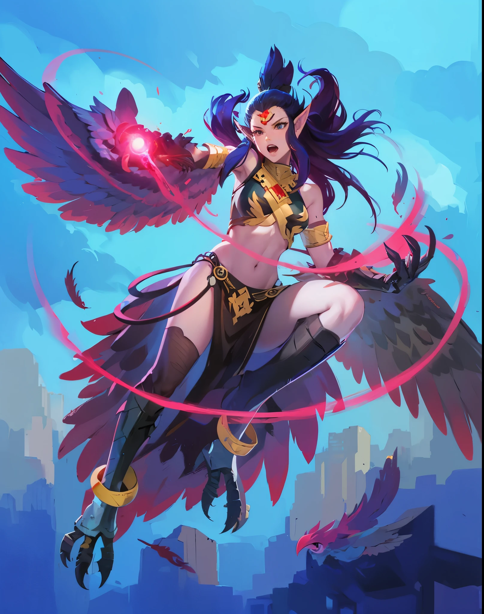 Eagle Banshee，featheredwings，eagle claws，pointy ears