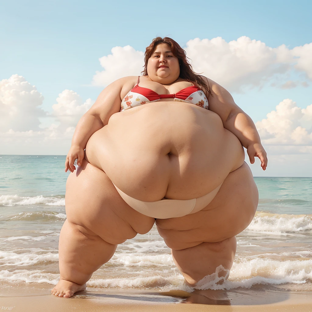 Extremely ultra morbidly obese fat body - Shakira-Extremely ultra morbidly obese very round fat belly-Extremely ultra morbidly obese fat face-Extremely ultra morbidly obese fat arms-Extremely ultra morbidly obese fat legs-Extremely ultra Morbidly obese fat hands-Extremely ultra morbidly obese Feets-Beach-Gigantic enormous round belly-red Baywatch swimsuit