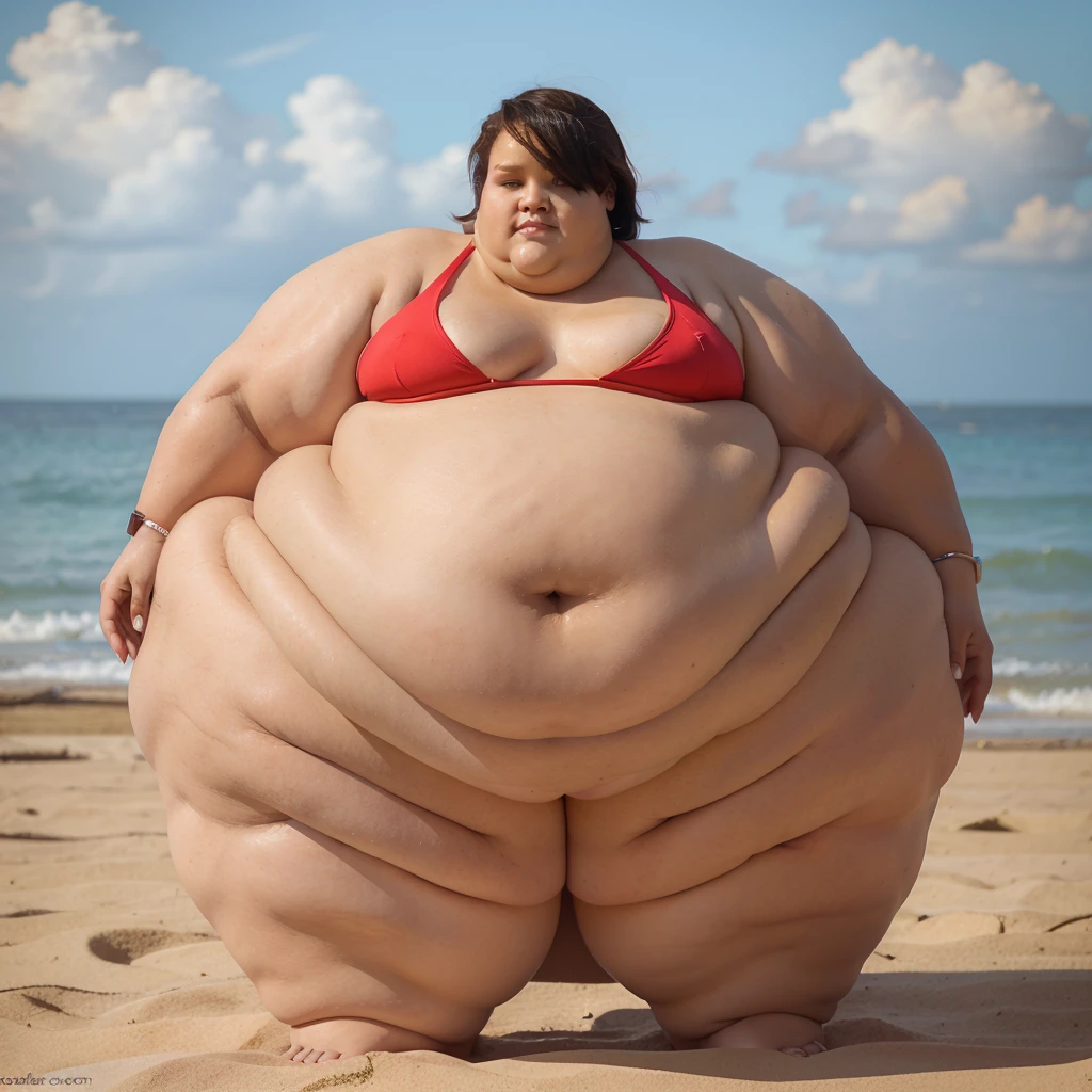 Extremely ultra morbidly obese fat body - Rihanna-Extremely ultra morbidly obese very round fat belly-Extremely ultra morbidly obese fat face-Extremely ultra morbidly obese fat arms-Extremely ultra morbidly obese fat legs-Extremely ultra Morbidly obese fat hands-Extremely ultra morbidly obese Feets-Beach-Gigantic enormous round belly-red Baywatch swimsuit
