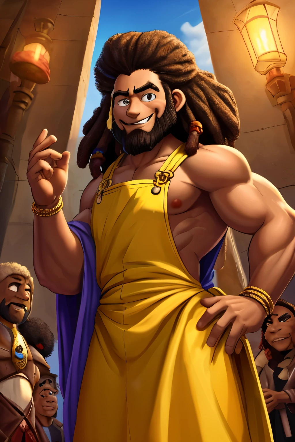 Qualidade de arte original, imagem de JESUS DEUS, ,negro Moreno mulato , corpo inteiro,cabelo afro jovem e bonito caindo para frente, Rasta, Disney character animation style, type but braided, JESUS DEUS, standing posture, hands naturally placed on both sides, olhando para frente, soft smiling expression, olhos cheios de luz, luz de fundo azul, translucid, com luz como tema, the focus of light is on the characters, the overall picture is fresh and bright.